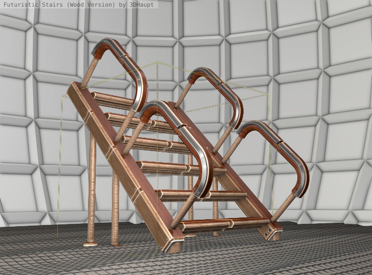 Wood Stairs - Construction Element 28 Low-poly 3D model_22