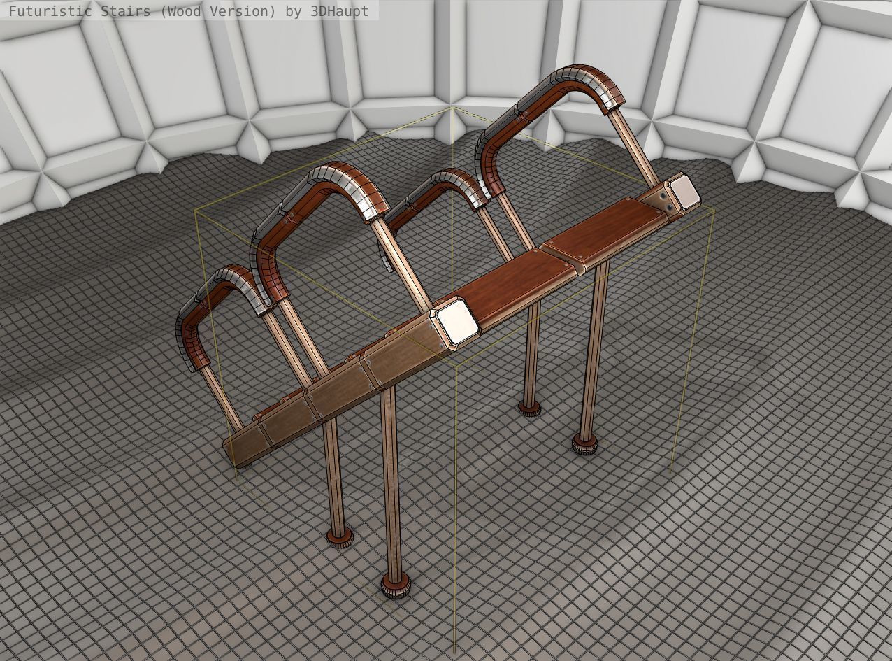 Wood Stairs - Construction Element 28 Low-poly 3D model_3