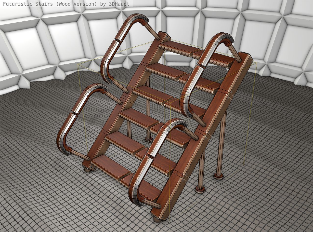Wood Stairs - Construction Element 28 Low-poly 3D model_9