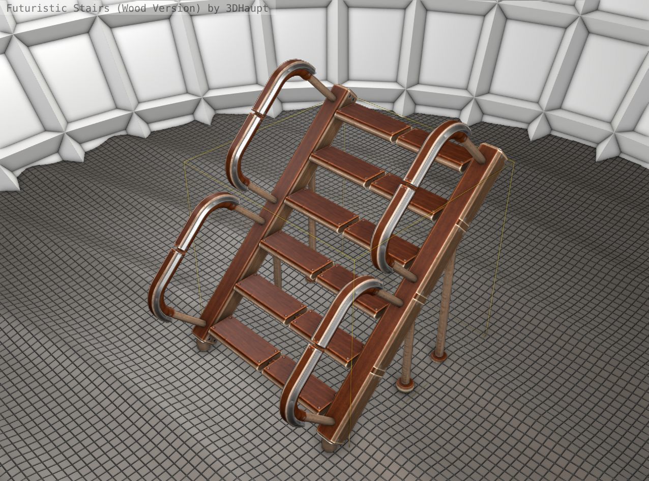 Wood Stairs - Construction Element 28 Low-poly 3D model_1