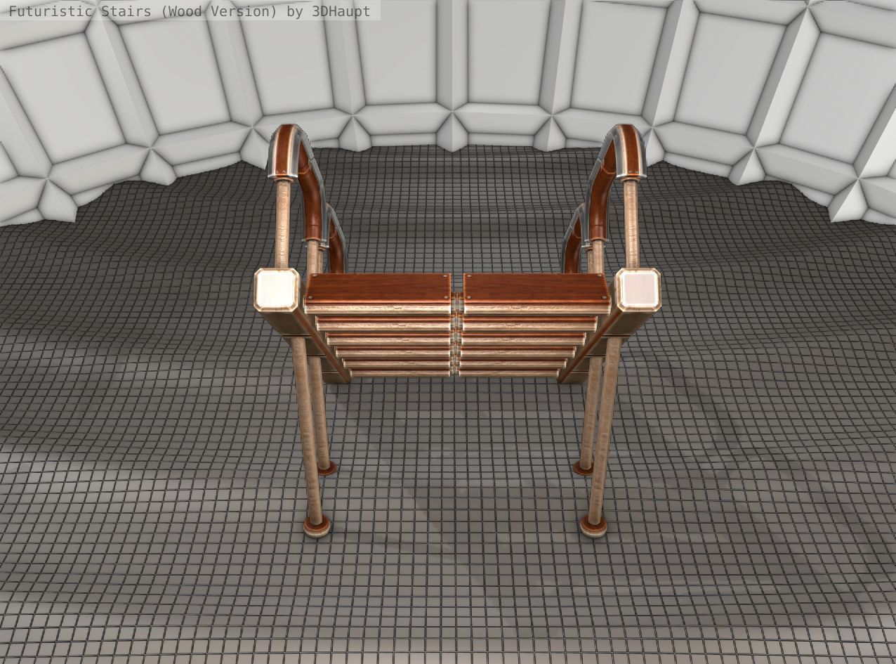 Wood Stairs - Construction Element 28 Low-poly 3D model_4