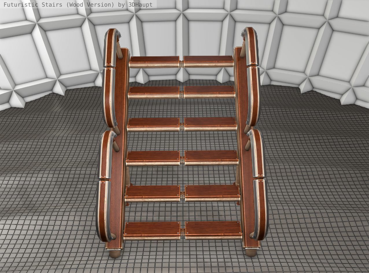 Wood Stairs - Construction Element 28 Low-poly 3D model_8