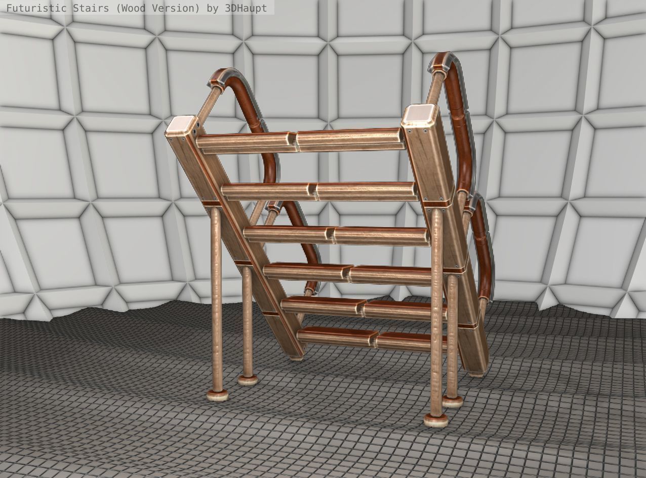 Wood Stairs - Construction Element 28 Low-poly 3D model_11