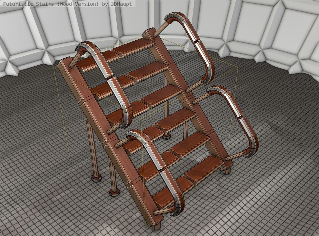 Wood Stairs - Construction Element 28 Low-poly 3D model_7