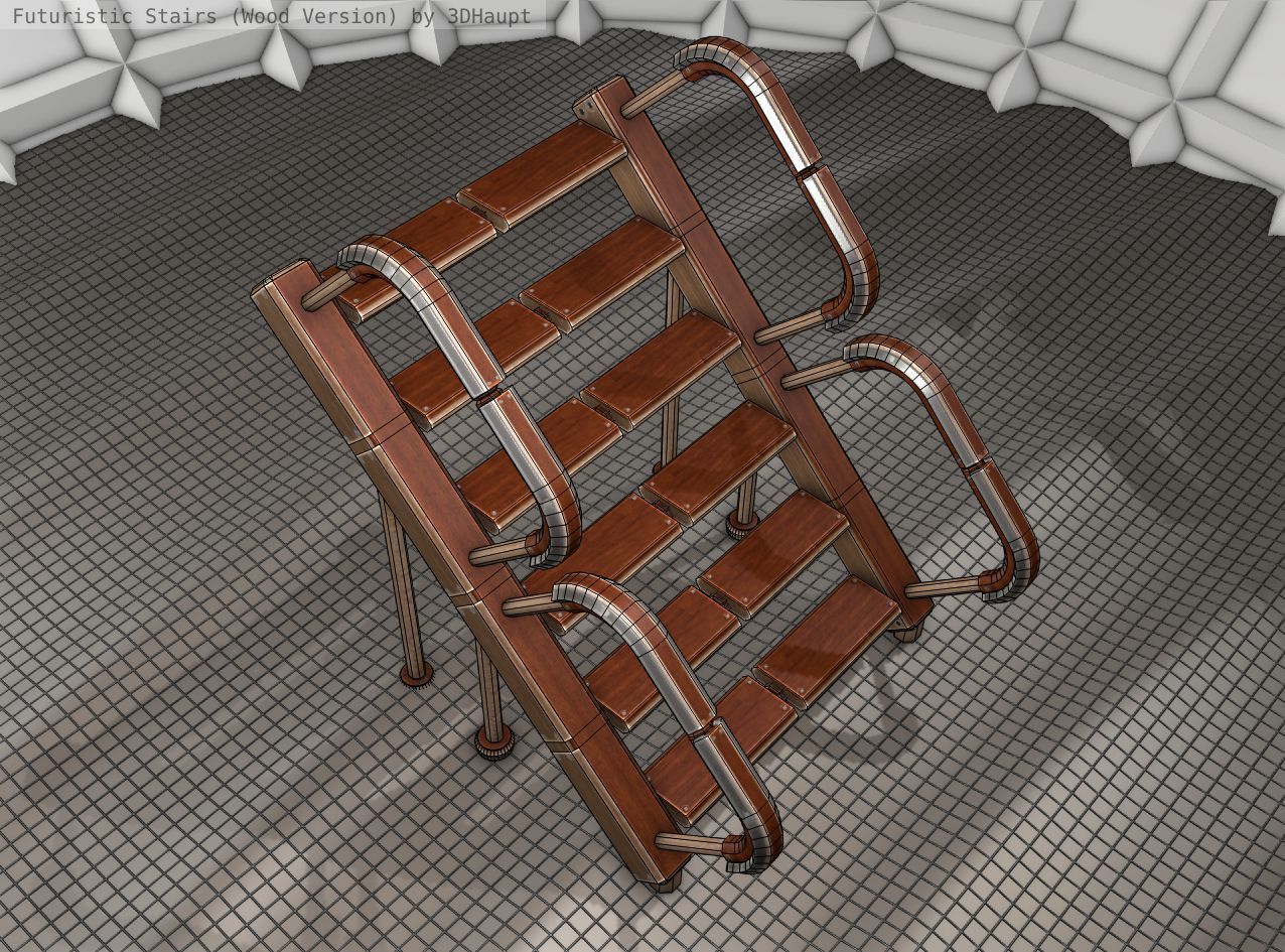 Wood Stairs - Construction Element 28 Low-poly 3D model_19
