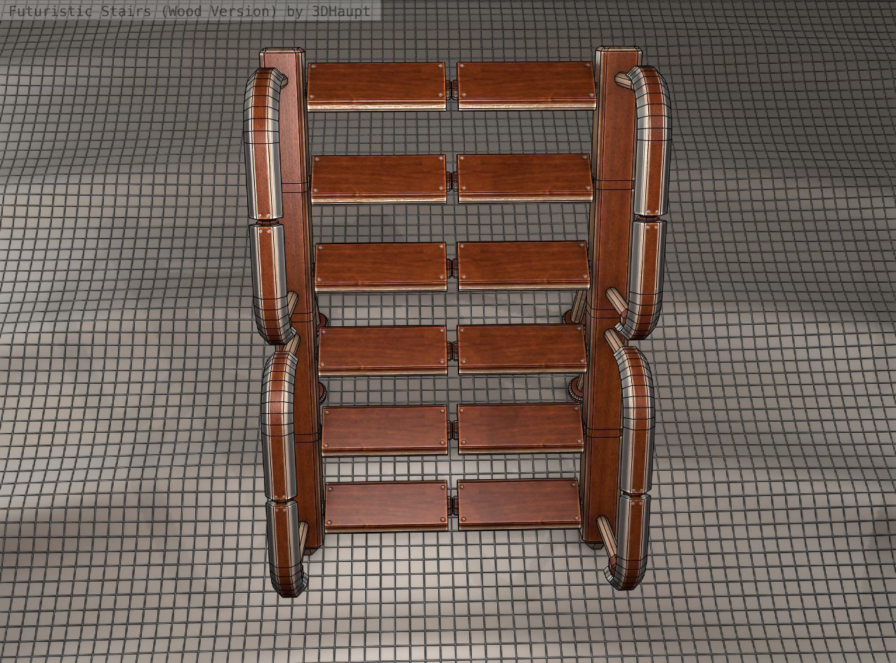 Wood Stairs - Construction Element 28 Low-poly 3D model_15