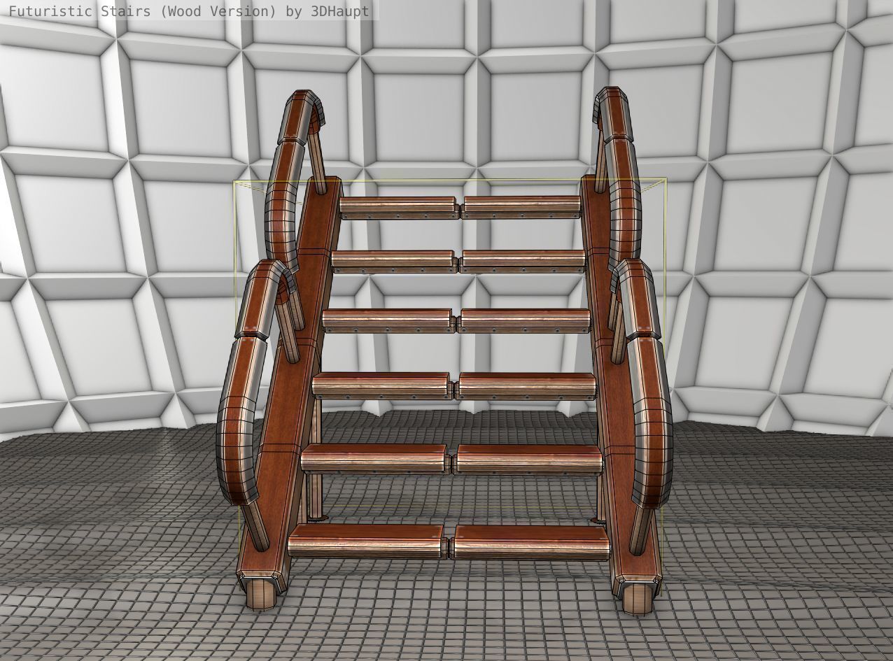 Wood Stairs - Construction Element 28 Low-poly 3D model_14