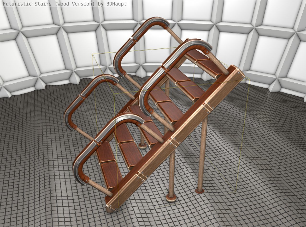 Wood Stairs - Construction Element 28 Low-poly 3D model_24