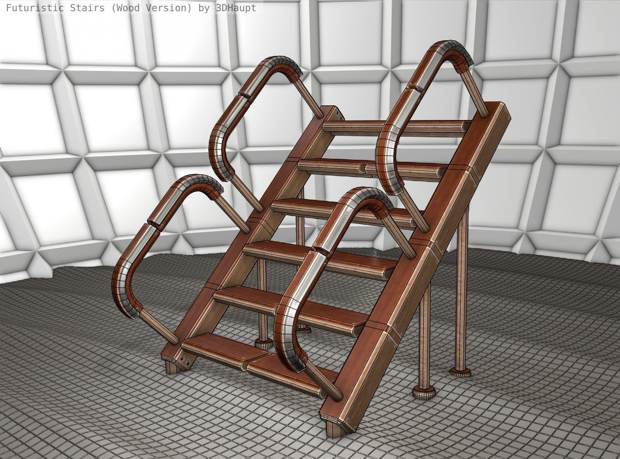 Wood Stairs - Construction Element 28 Low-poly 3D model_23