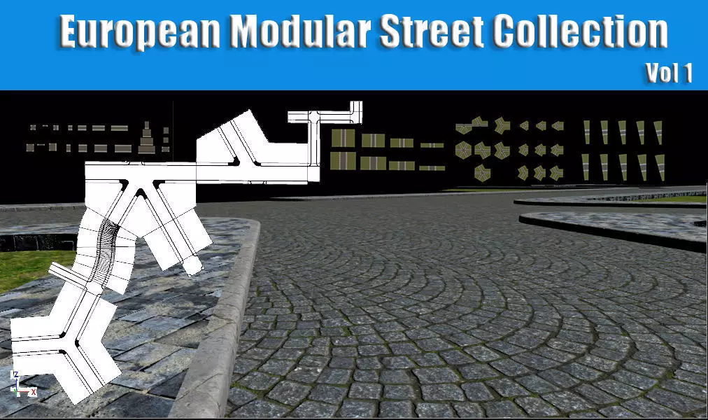 European Modular Street Collection - Low Poly 3D Model Low-poly 3D model_0