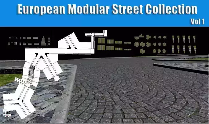 European Modular Street Collection  - Low Poly 3D Model