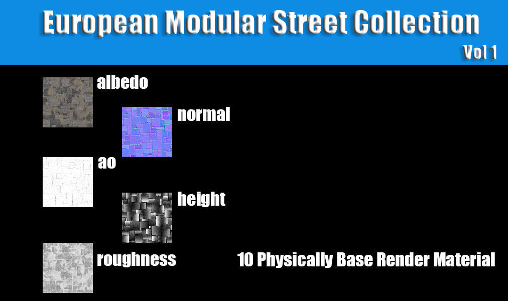 European Modular Street Collection - Low Poly 3D Model Low-poly 3D model_5