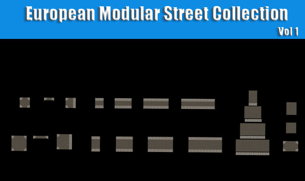 European Modular Street Collection - Low Poly 3D Model Low-poly 3D model_1