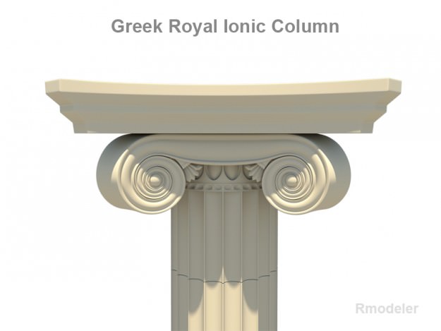 Greek ionic royal column 3D model_3