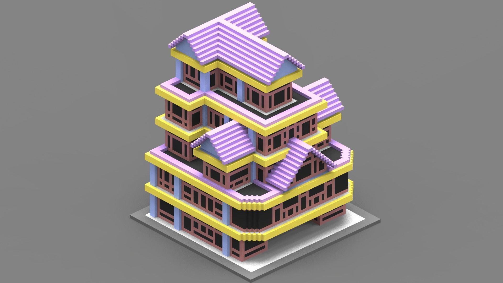 House Voxel - 24 Low-poly 3D model_3