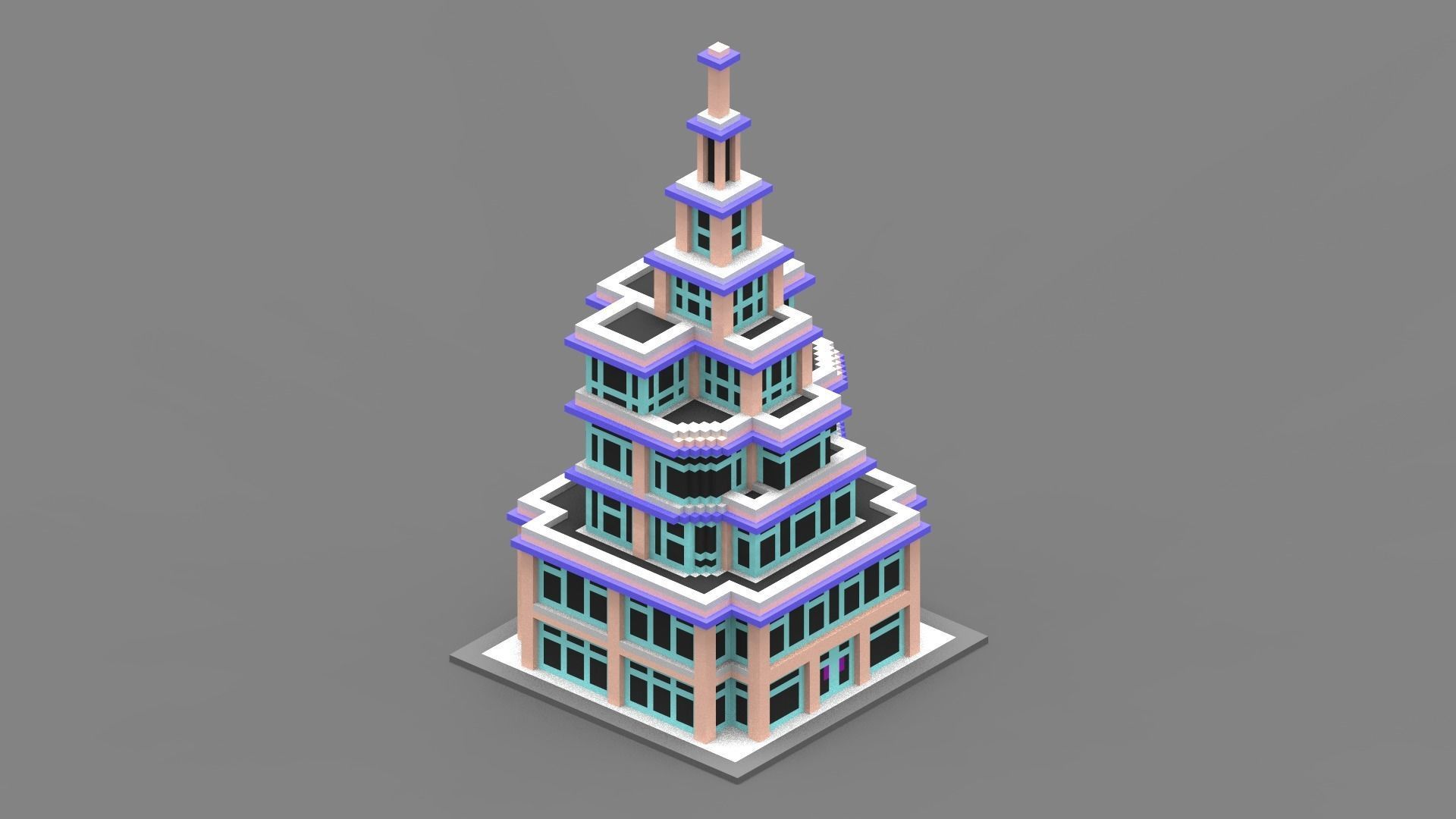 House Voxel - 26 Low-poly 3D model_3