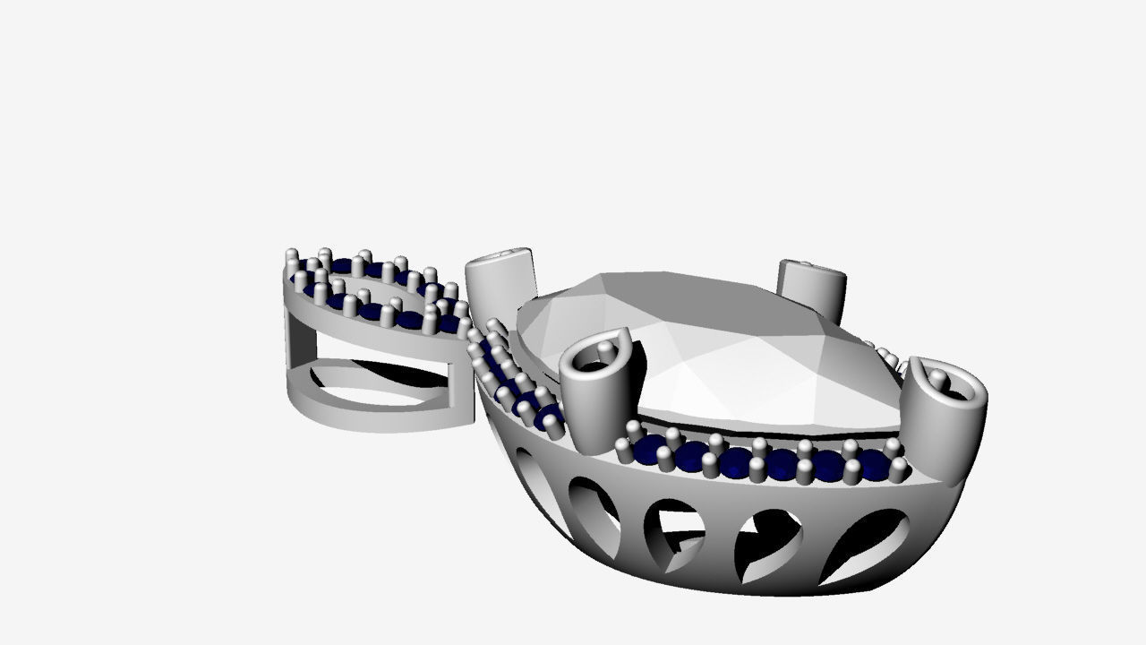 3d Printable Pendant oval gemstone Earrings  3D print model_4