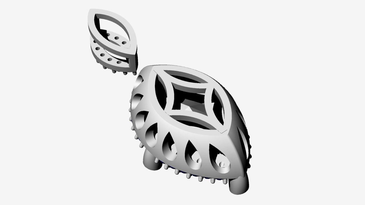 3d Printable Pendant oval gemstone Earrings  3D print model_5