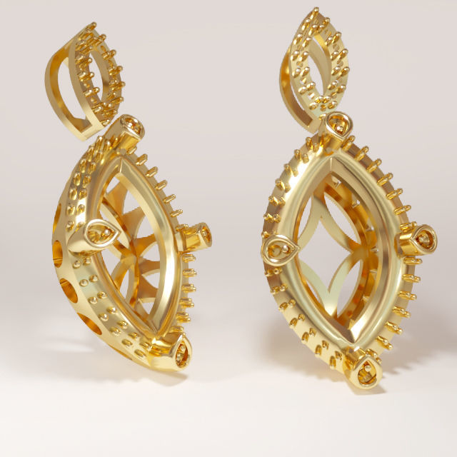 3d Printable Pendant oval gemstone Earrings  3D print model_1