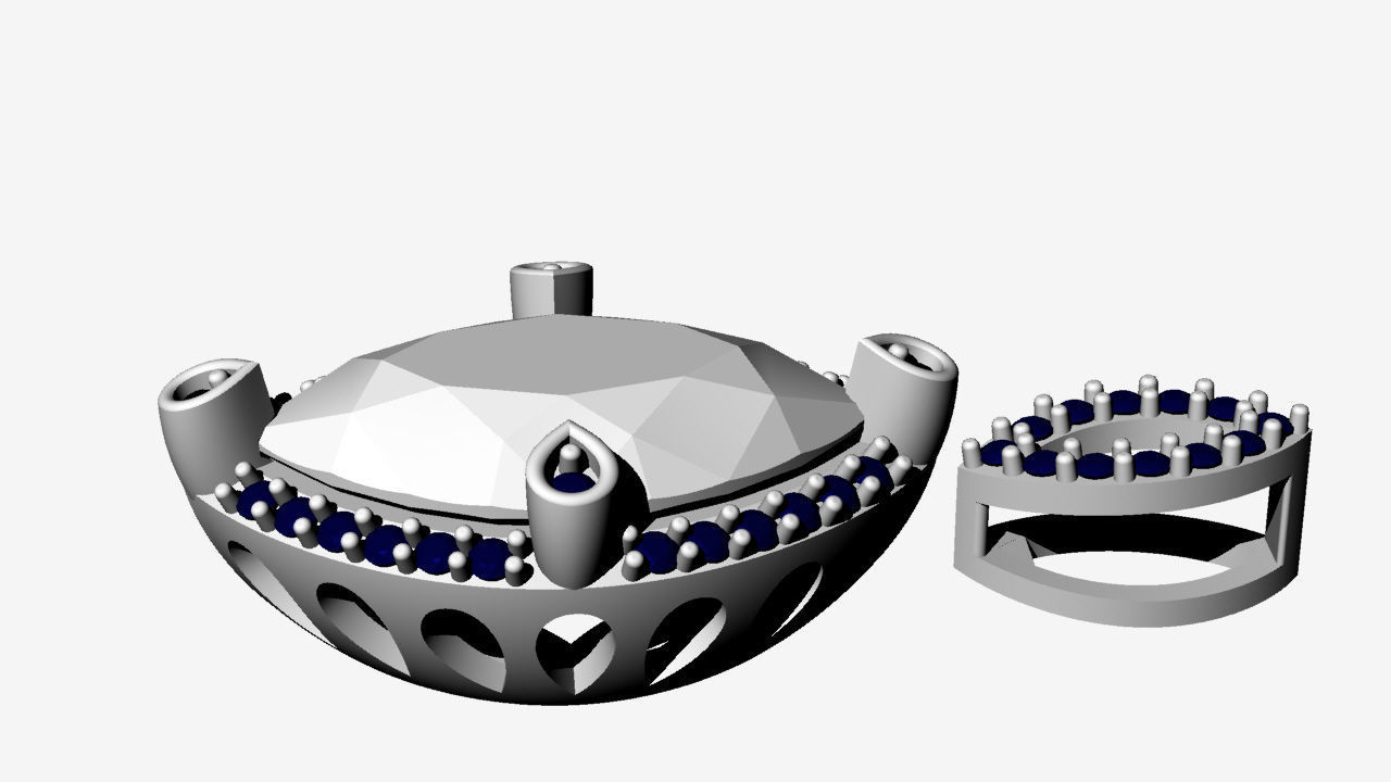 3d Printable Pendant oval gemstone Earrings  3D print model_7