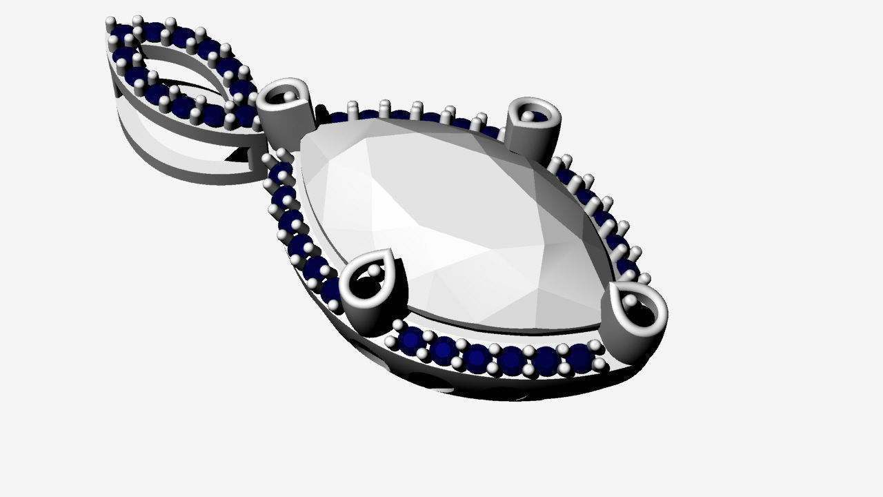 3d Printable Pendant oval gemstone Earrings  3D print model_8