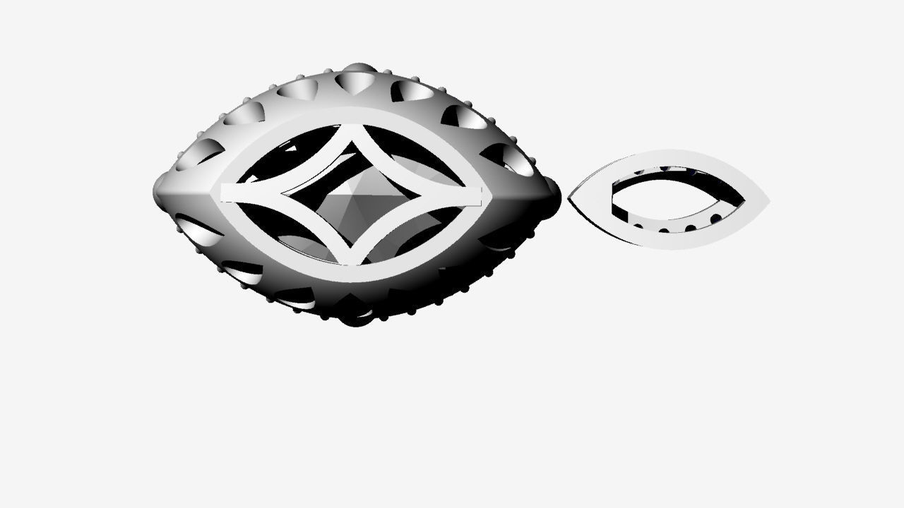 3d Printable Pendant oval gemstone Earrings  3D print model_6