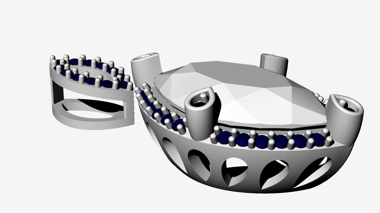 3d Printable Pendant oval gemstone Earrings  3D print model_9