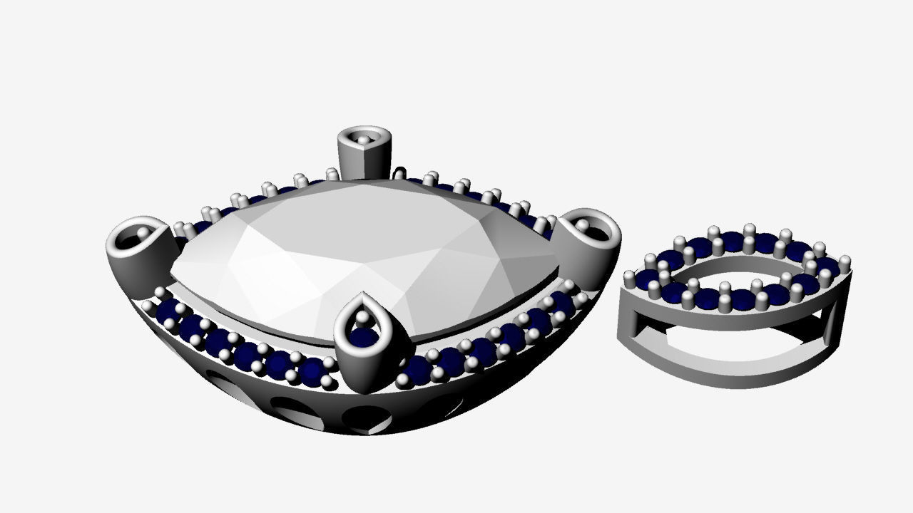 3d Printable Pendant oval gemstone Earrings  3D print model_2