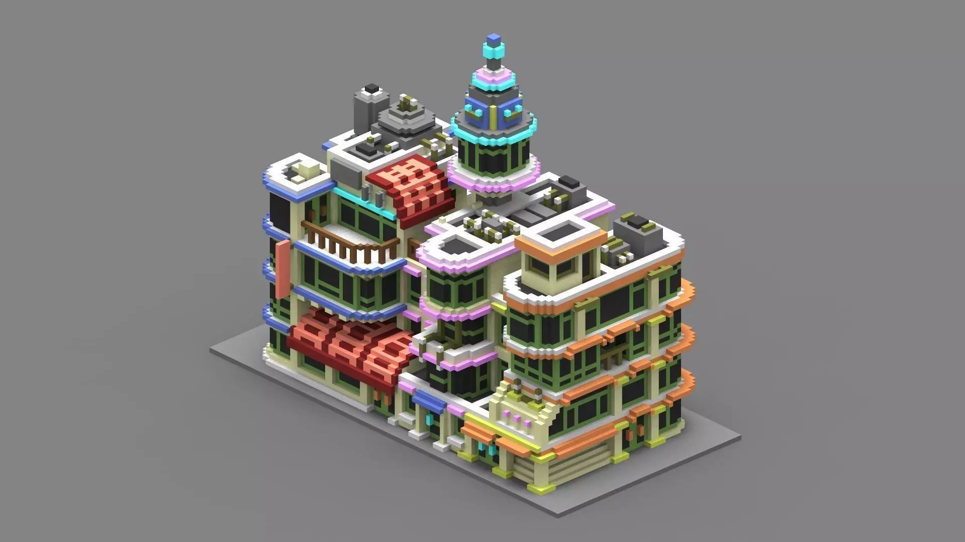 House Voxel - 32 Low-poly 3D model_0