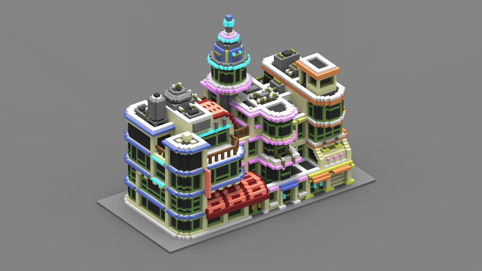 House Voxel - 32 Low-poly 3D model_3