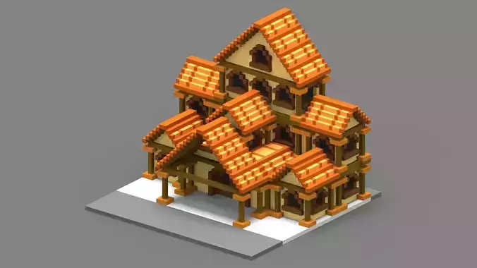 House Voxel - 33 Low-poly 3D model House Voxel - 33 Low-poly 3D model