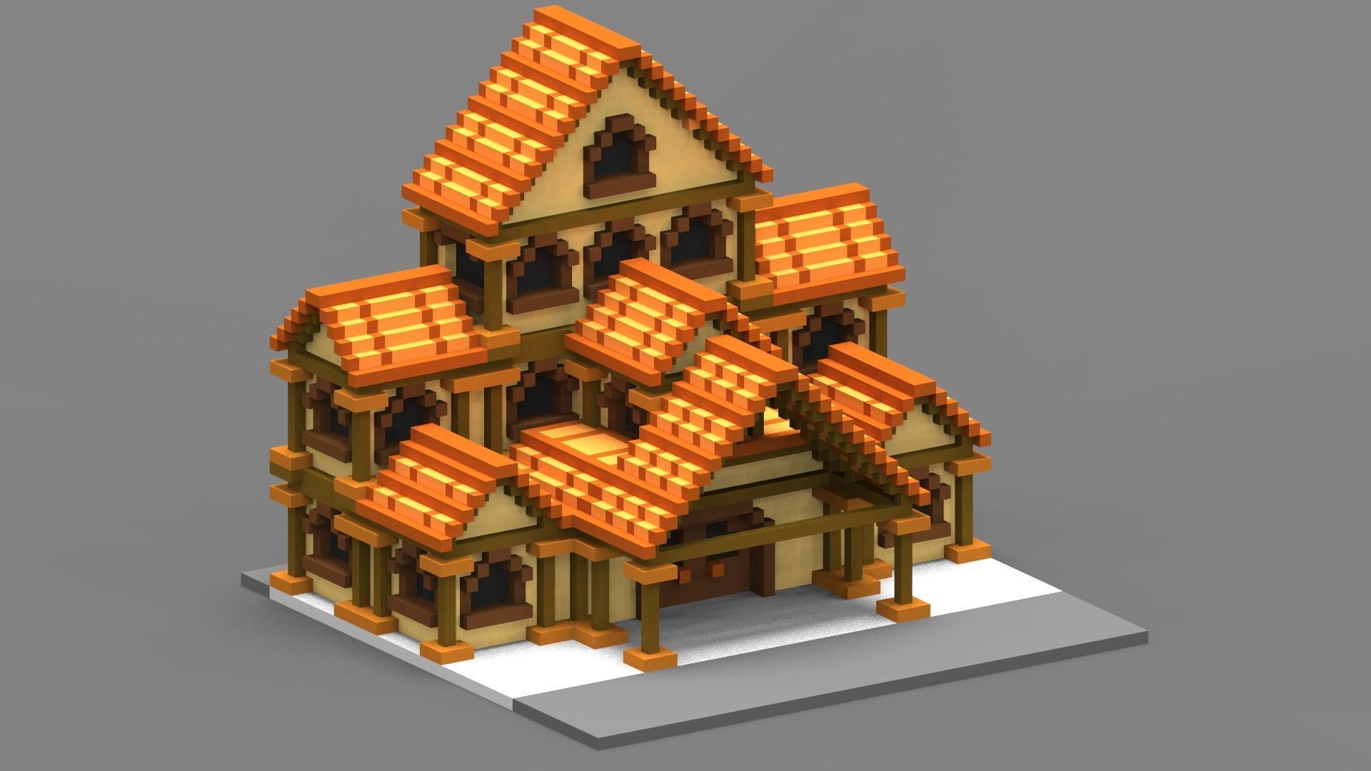 House Voxel - 33 Low-poly 3D model_3