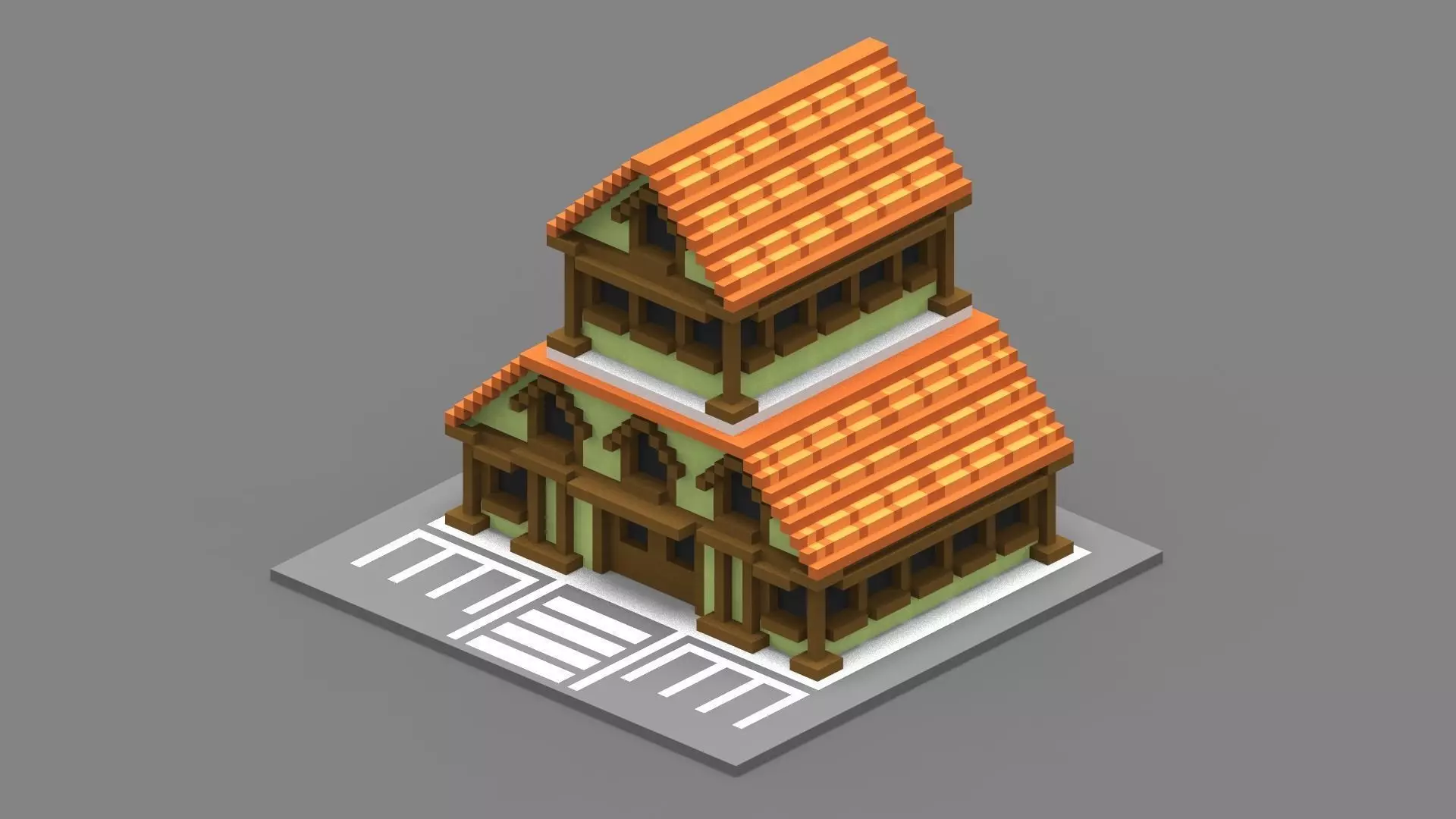 House Voxel - 34 Low-poly 3D model_0