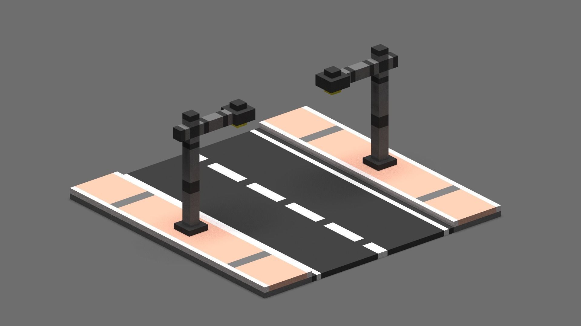 Road Voxel - 1 Low-poly 3D model_1