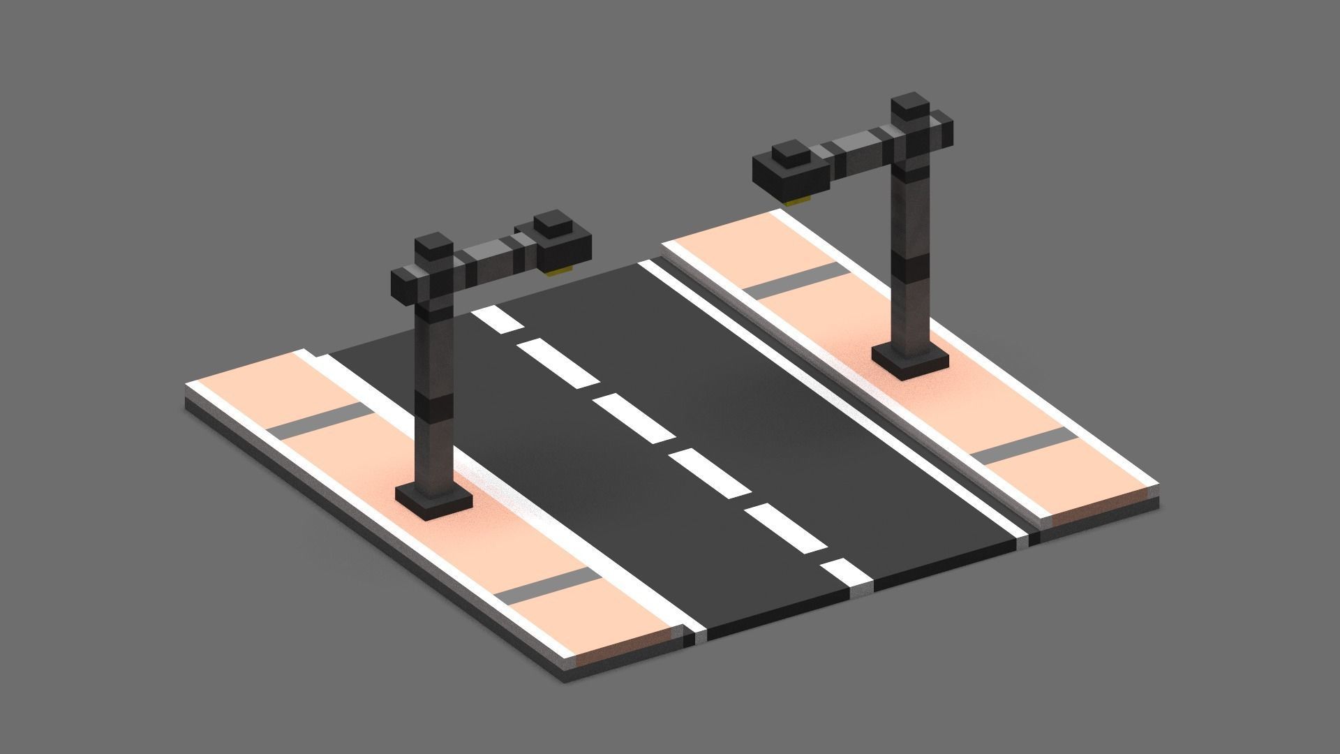 Road Voxel - 1 Low-poly 3D model_3