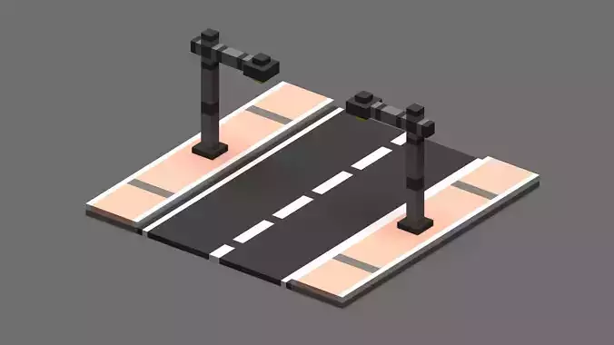 Road Voxel - 1 Low-poly 3D model Road Voxel - 1 Low-poly 3D model