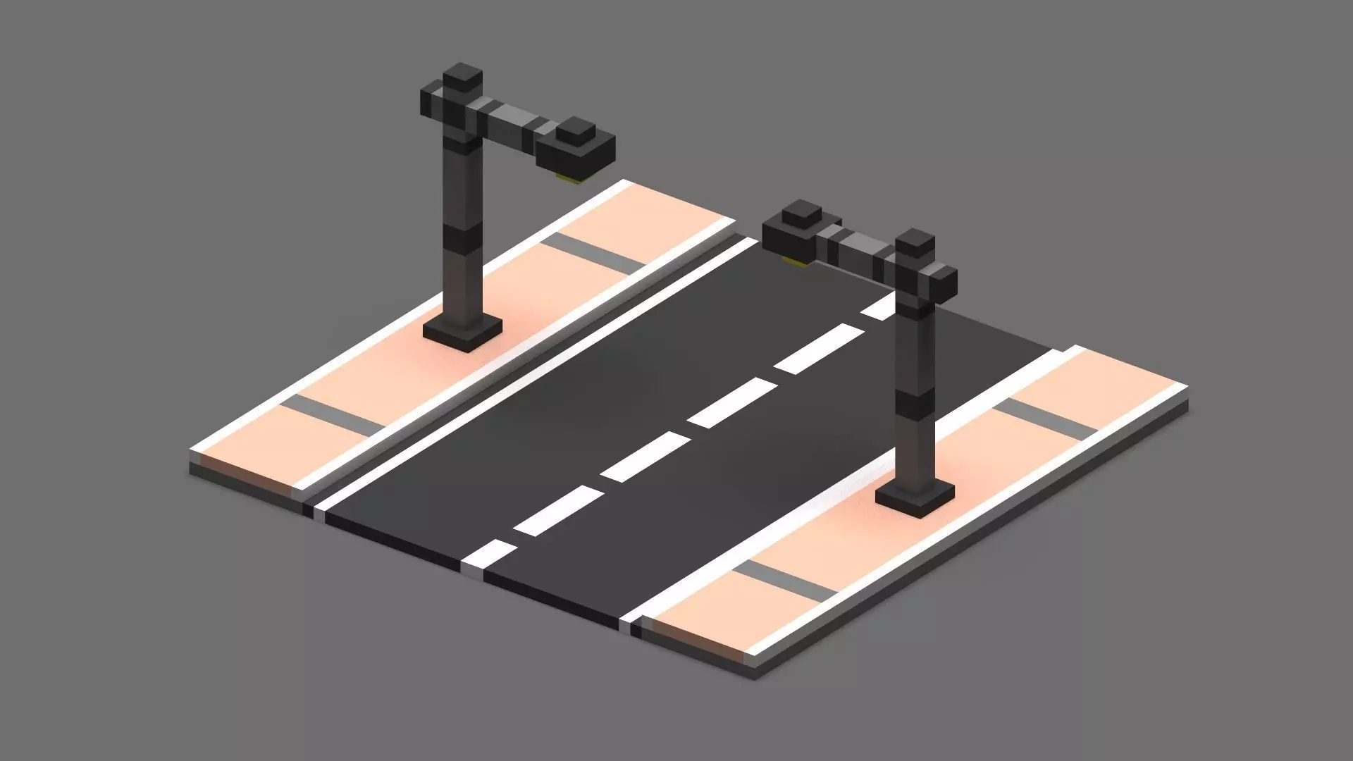 Road Voxel - 1 Low-poly 3D model_0