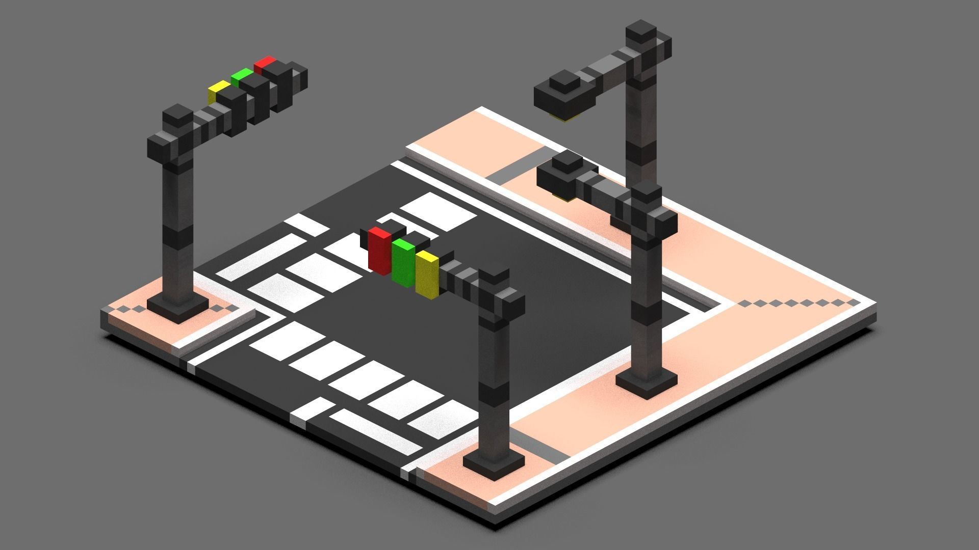 Road Voxel - 2 Low-poly 3D model_2