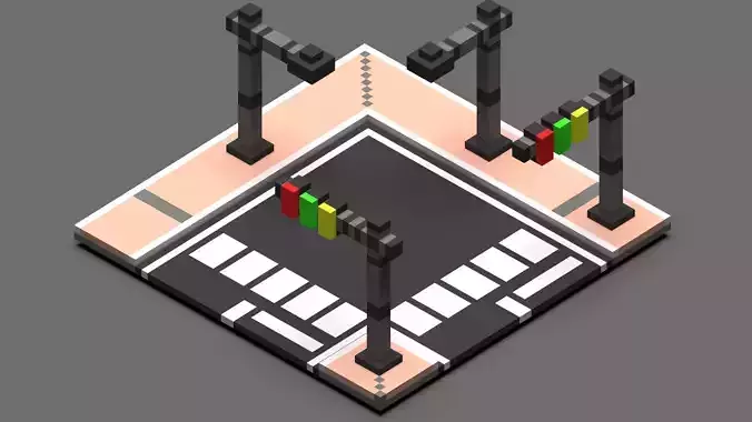 Road Voxel - 2 Low-poly 3D model Road Voxel - 2 Low-poly 3D model
