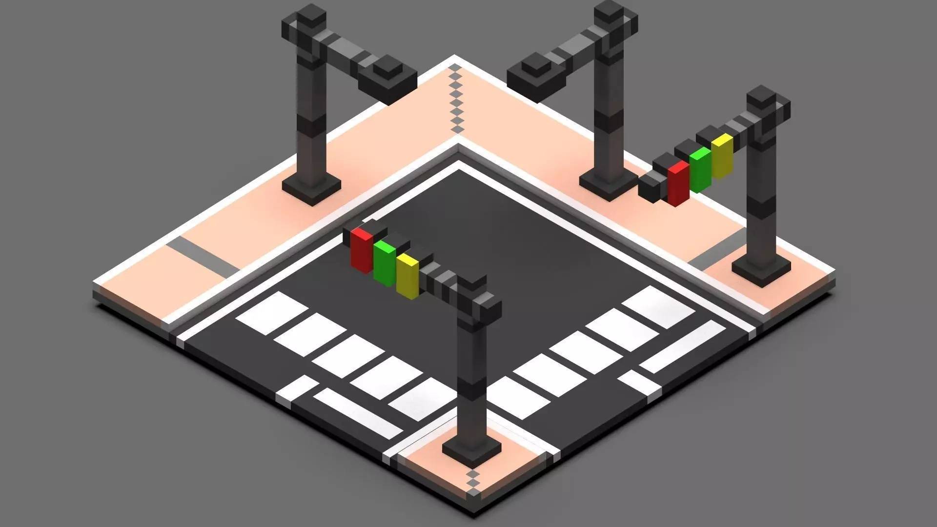 Road Voxel - 2 Low-poly 3D model_0