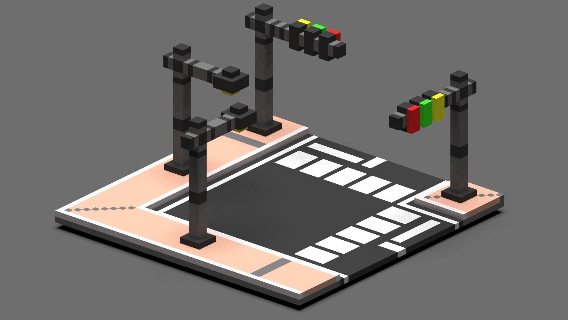 Road Voxel - 2 Low-poly 3D model_1