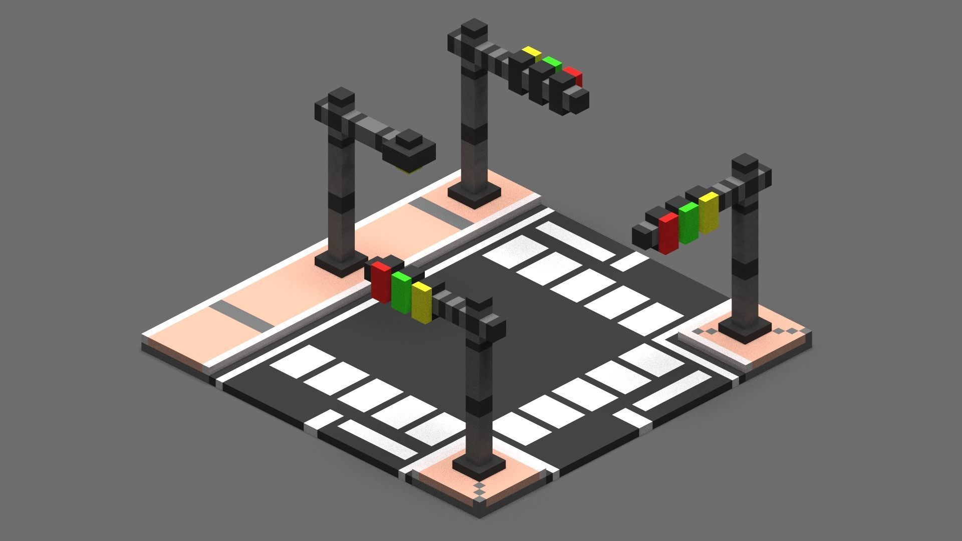 Road Voxel - 3 Low-poly 3D model_1