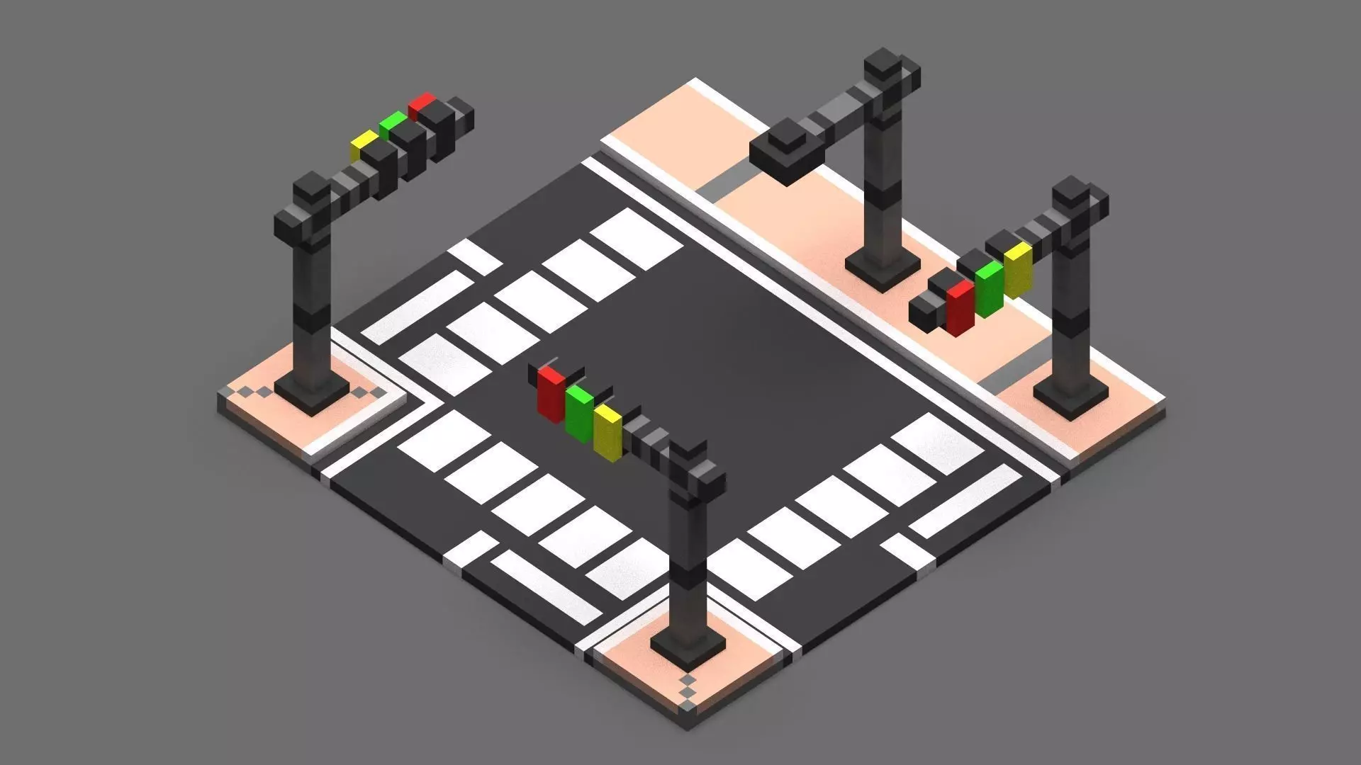 Road Voxel - 3 Low-poly 3D model_0