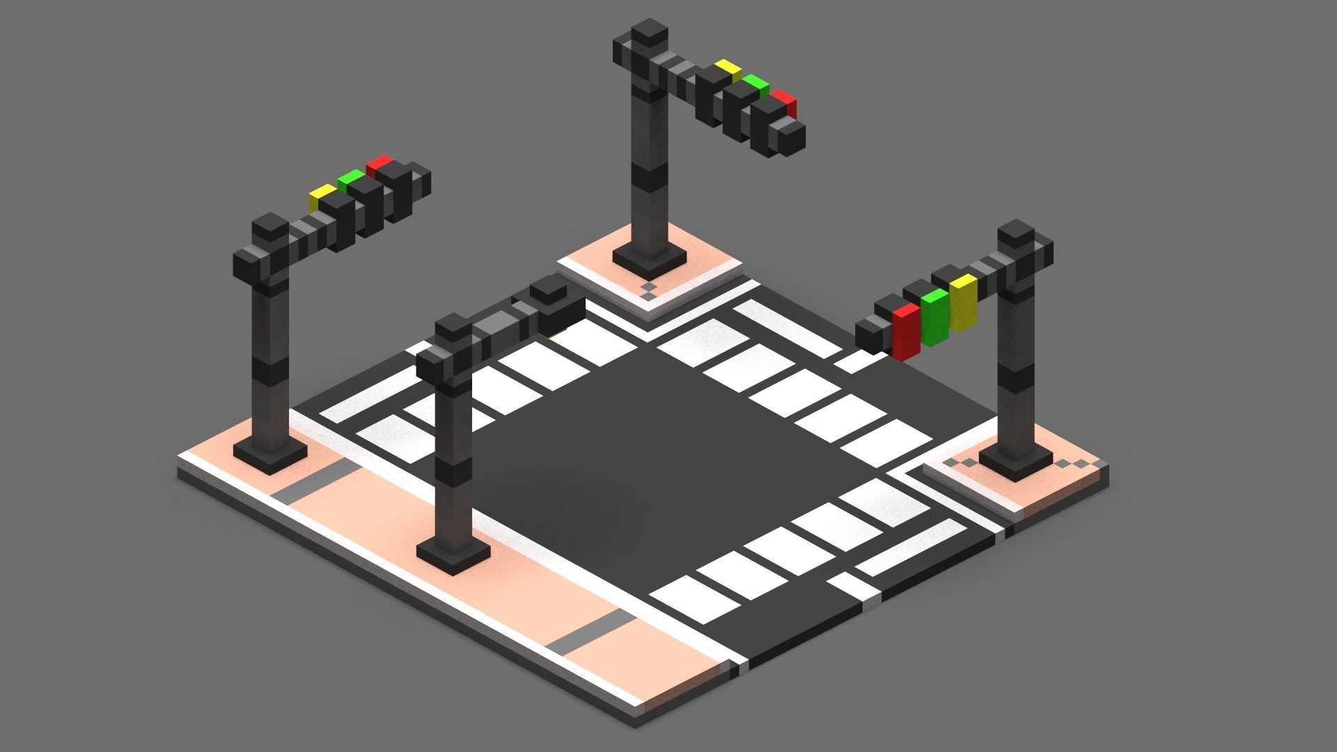 Road Voxel - 3 Low-poly 3D model_2