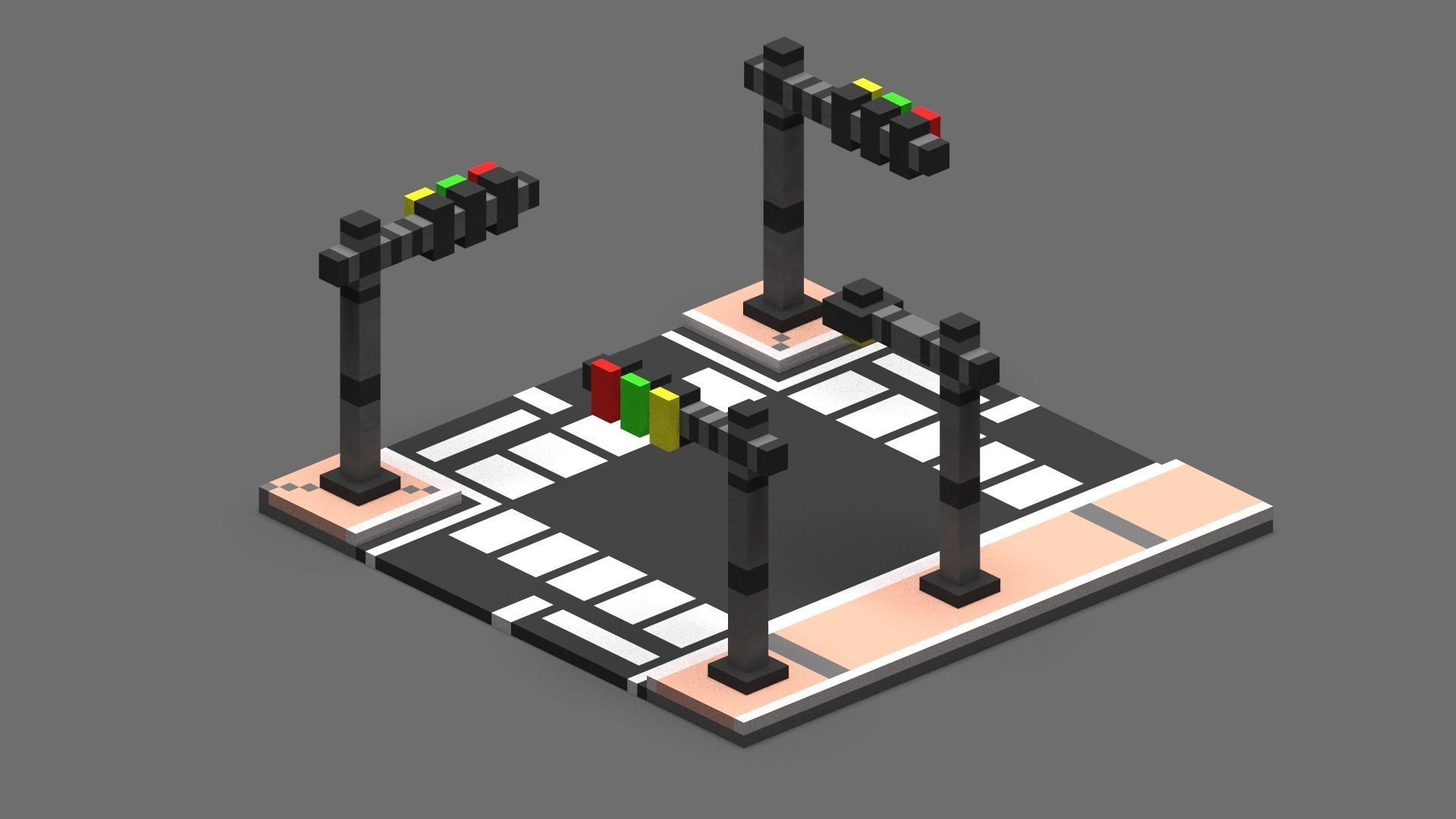 Road Voxel - 3 Low-poly 3D model_3