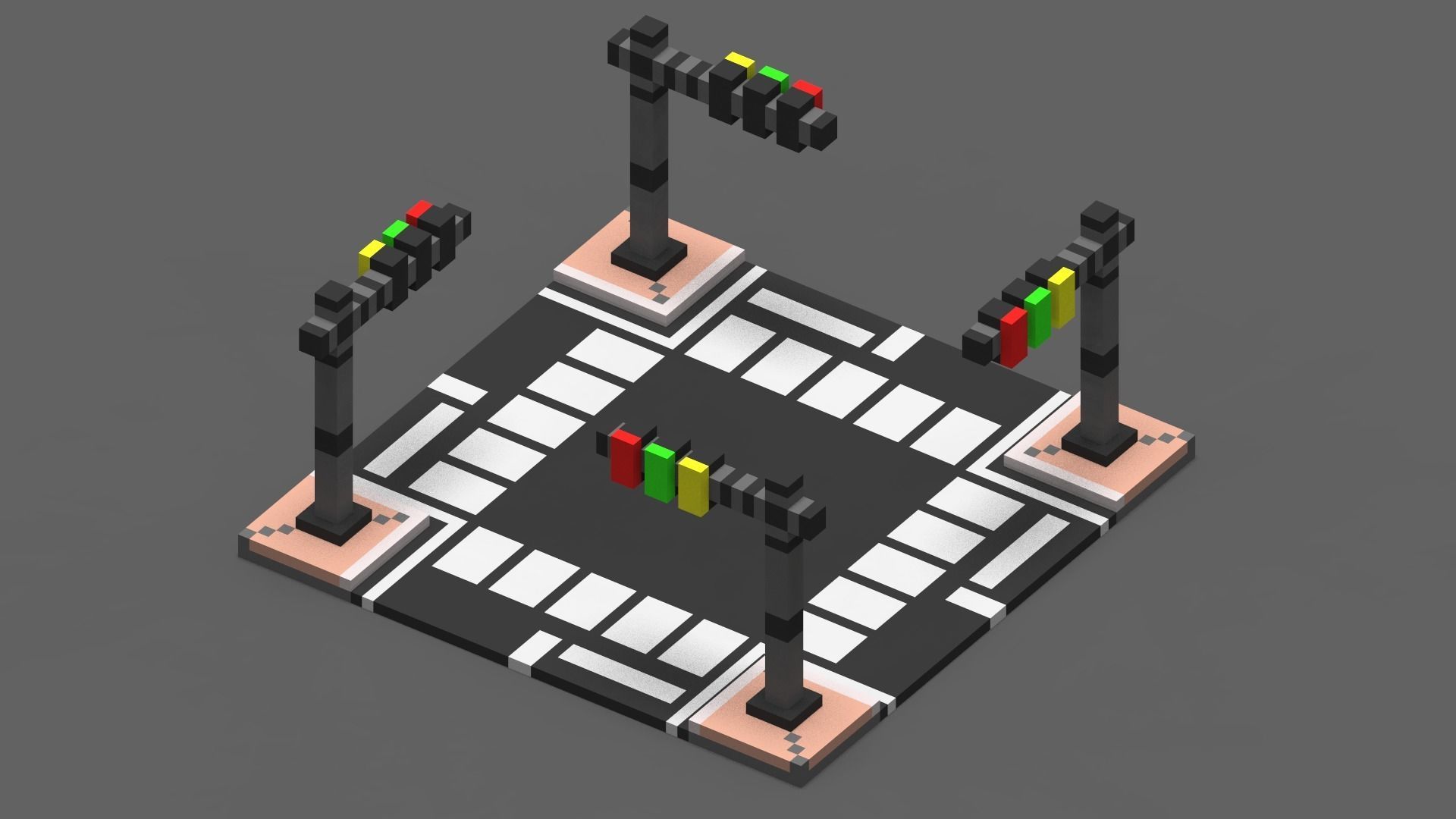 Road Voxel - 4 Low-poly 3D model_1