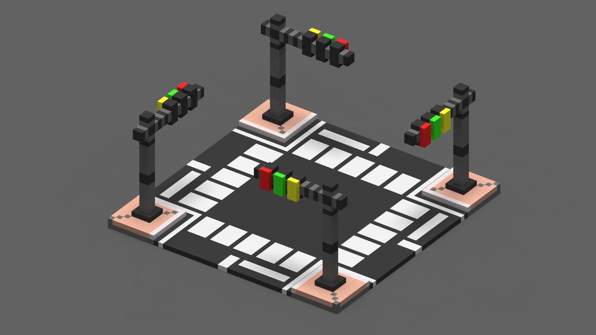 Road Voxel - 4 Low-poly 3D model_3