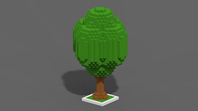 Tree Voxel - 5 Low-poly 3D model