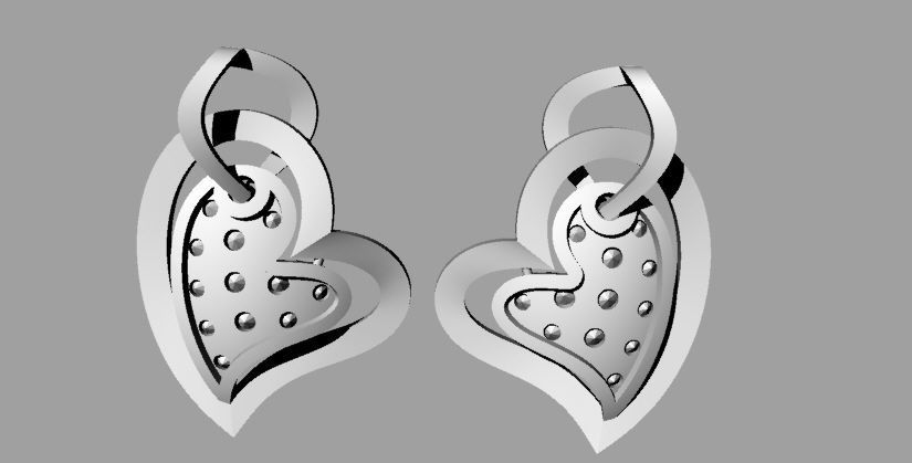 Printable Model- Heart pendant earrings 3D print model_2