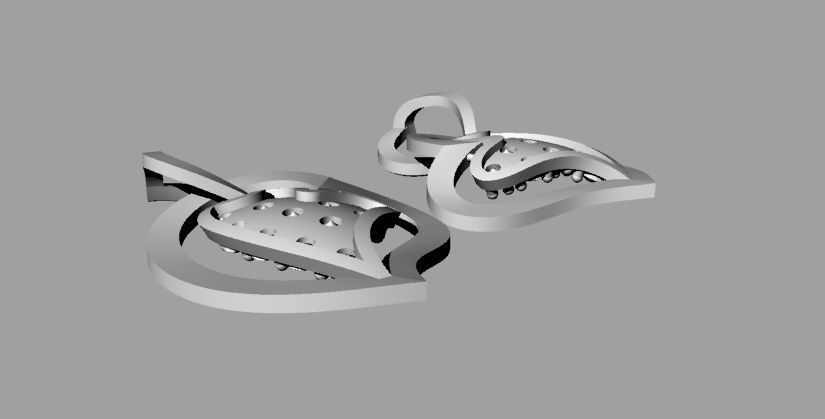 Printable Model- Heart pendant earrings 3D print model_3